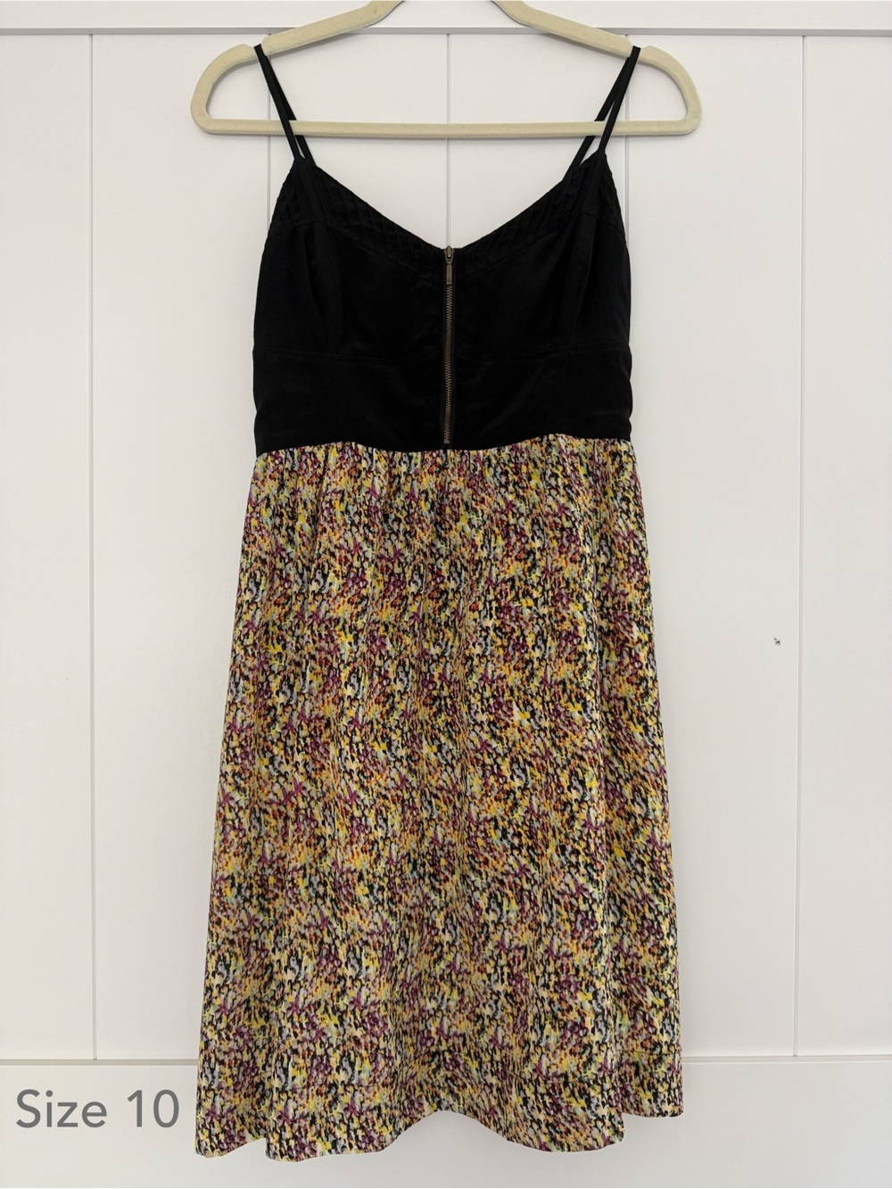 ✨ Anthropologie Moulinette Soeurs Black Silk Abstract Print Dress Y2K Size 10 ✨
